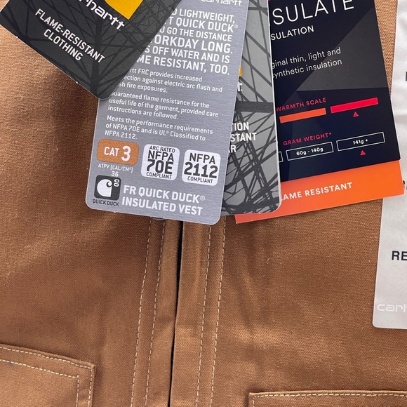 CARHARTT FLAME-RESISTANT QUICK DUCK BROWN VEST JACKET [103387] - Picture 7 of 12